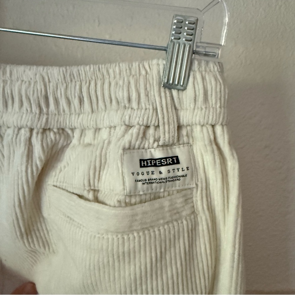 AELFRIC EDEN white off‎ white corduroy straight leg pull on elastic pants - Picture 7 of 8